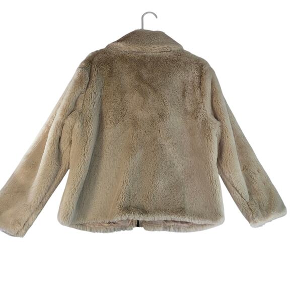Green Tea Women's Fur Zip Up Jacket Tan Size L - Picture 2 of 10